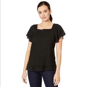 Vince Camuto Short Sleeve Square Neck Layered Top